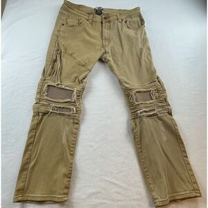 MEN'S GRAY EARTH DISTRESSED TAN DENIM STREET PANTS SIZE 38x32